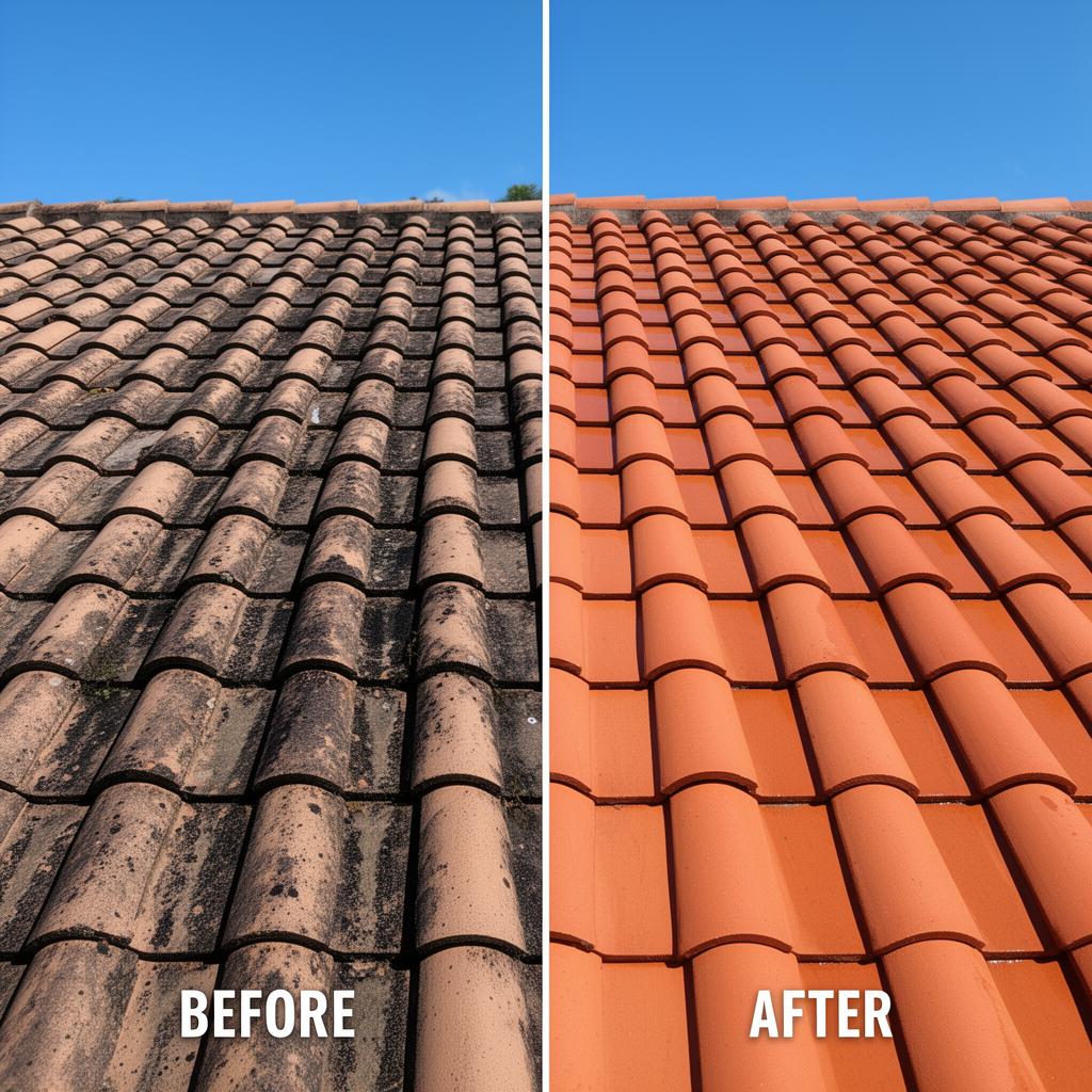 Tile roof soft wash result